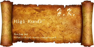 Higl Kunó névjegykártya